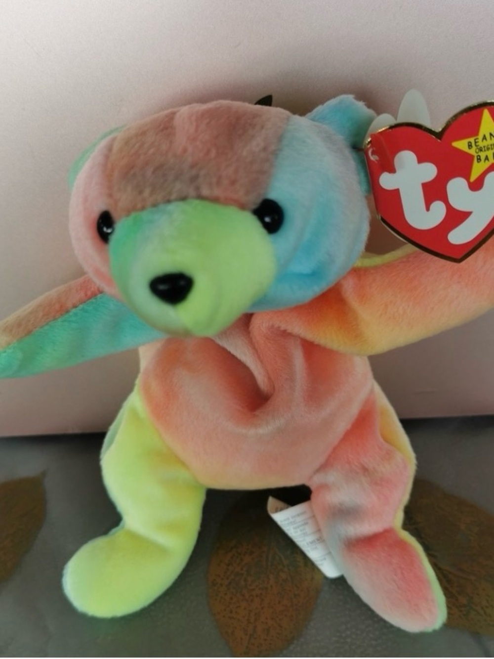 Ty Rainbow Tie-Dye Plush Bear - Green, Blue, Pink, Yellow, Orange